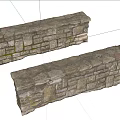Rustic Gray Stone Block Stacked Building Exterior Wall With Textured Natural Surface 3d model