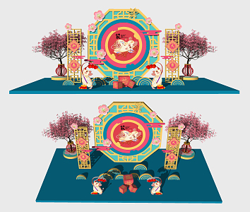 New Chinese Style Decorative Ornaments for Spring Festival of the Year of the Rat 3d model