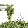 Modern Stylish Pendant Lights With White Planter Base And Lush Hanging Green Vines