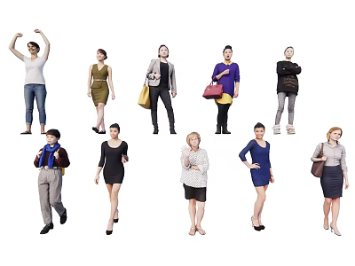 Modern Multiplayer Casual Figure Female Standing Man 3d model