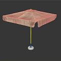 Outdoor Square Sunshade Umbrella With Beige Fabric Canopy And Stable Base