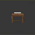 Wooden Frame Massage Bed With Brown Padded Cushion White Pillow And Towel