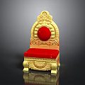 Luxury Ornate Carved Golden Royal Throne With Comfortable Red Velvet Seat And Exquisite Backrest