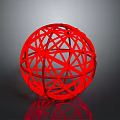 Red Illuminated Sphere With Interlaced Wireframe Structure On Black Background 3d model
