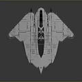 Futuristic White Spacecraft Model With Blueprint Lines And Surface Details For Space Exploration