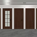 Five Dark Brown Interior Hinged Doors With Various Panel And Glass Designs 3d model