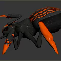 3D Modeled Spider With Black Red Stripes Orange Legs And Skull On Head
