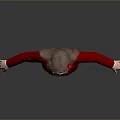 Woman In Red Suit Dress With White Shirt Red Bow Black Heels Arms Outstretched
