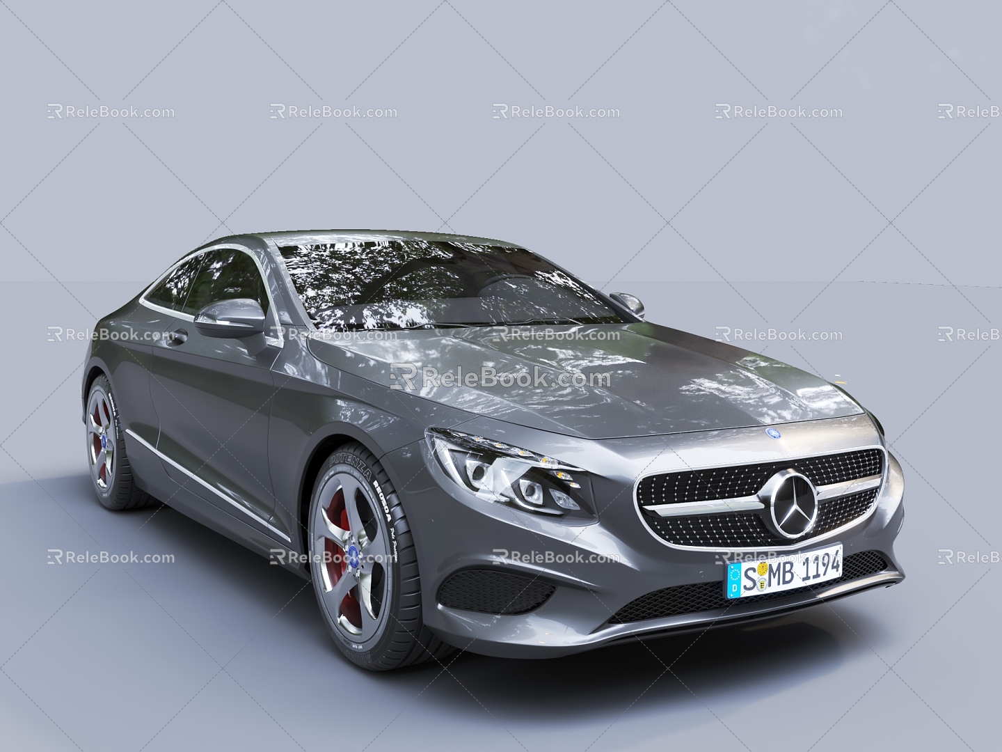 gray car benz sedan 3d model