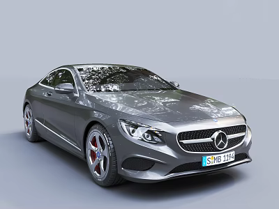 Silver Mercedes Benz Coupe Exterior 3d model