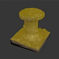 Natural Rustic Stone Stool With Square Base Round Textured Top Moss And Small Plants