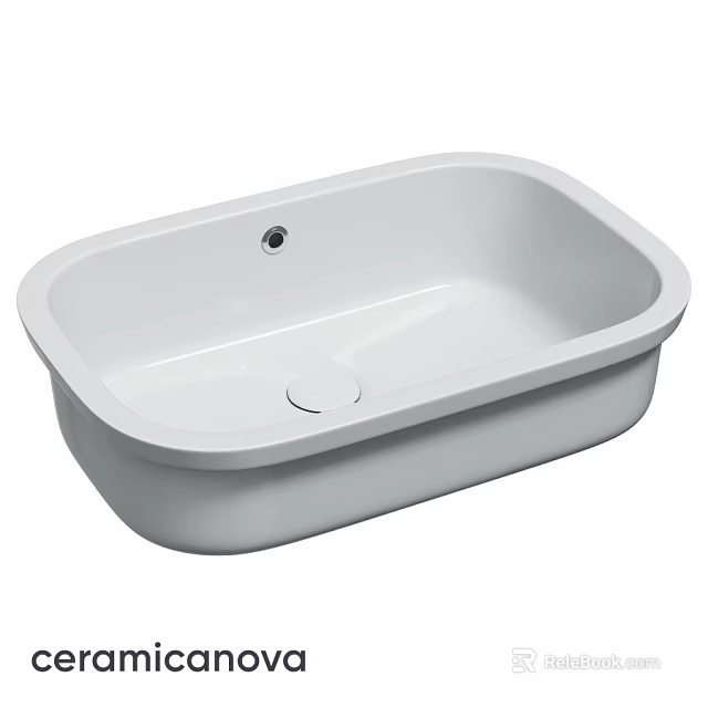 White Ceramic Countertop Washbasin With Smooth Surface And Single Faucet Hole 3d model 