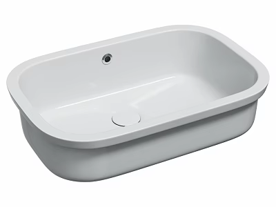 White Ceramic Countertop Washbasin With Smooth Surface And Single Faucet Hole 3d model