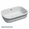 White Ceramic Countertop Washbasin With Smooth Surface And Single Faucet Hole