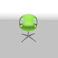 Green Round Leisure Chair With Cutout Design And Metal Base Stand