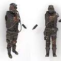 Vintage Tattered Mechanical Armor Style Clothing With Gears Straps Pipes Gloves And Boots