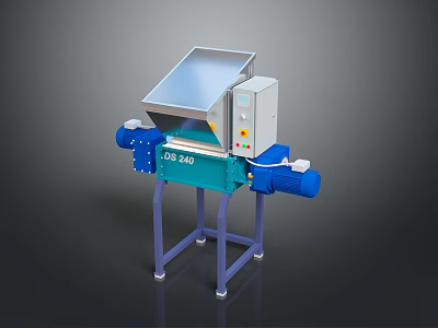 GSE 260 Industrial Shredder With Tilted Hopper Blue And Gray Body And Stable Stand 3d model