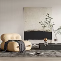 Modern Lazy Sofa Single Sofa Decorative Painting Combination 3d model