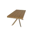 Modern Outdoor Table With Wooden Tabletop And Metal X Shaped Legs Sturdy Design