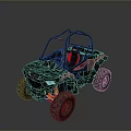 Black All Terrain Vehicle With Red Seats Roll Cage And Large Off Road Tires