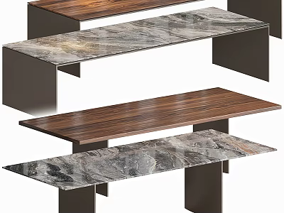 Elegant Dining Table Designs Featuring Wooden Marble Tops And Sturdy Metal Bases 3d model