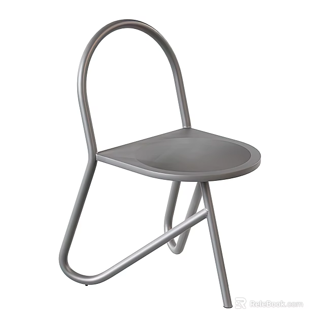 Modern Leisure Chair With Sleek Metal Frame And Simple Gray Seat Design 3d model 
