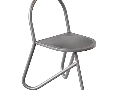 Modern Leisure Chair With Sleek Metal Frame And Simple Gray Seat Design 3d model