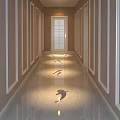 Modern Elevator Hallway With Smooth Marble Floor And White Wall Trim Lighting