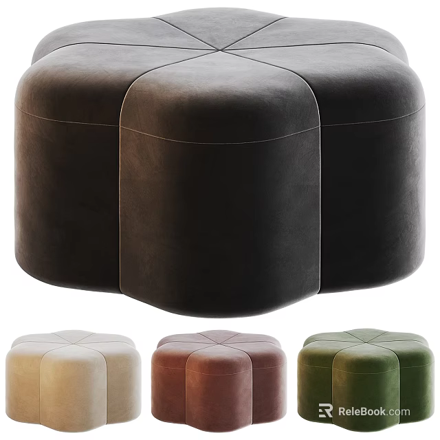 Modern Round Ottoman Sofa Stool With Soft Upholstery And Multiple Colors 3d model 