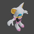 White Fur Cat Game Character With Yellow Ears Blue Eyes Pink Gloves And Heart