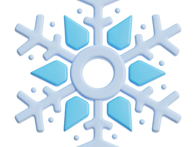 Blue Snowflake Shaped Decorative Ornament Set With Symmetrical Geometric Design And Central Circle 3d model