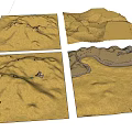 Detailed Terrain Model Displaying Desert Mountains Blue River And Geographical Features 3d model