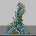 Stunning Decorative Floral Installation Featuring Blue Yellow Flowers And Green Foliage