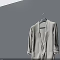 White Blazer Hanging On Hanger Against Gray Wall With Floor Reflection 3d model