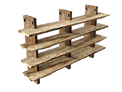 Natural Wood Grain Shelving Unit With Multi Tiered Open Design For Functional Home Storage 3d model