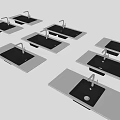 Various Kitchen Sinks With Faucets On Countertops Display Collection 3d model