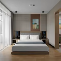 Hotel Room Interior With Wooden Wardrobe Hanging Bathrobes Mini Fridge Vanity Mirror And Light Tiles