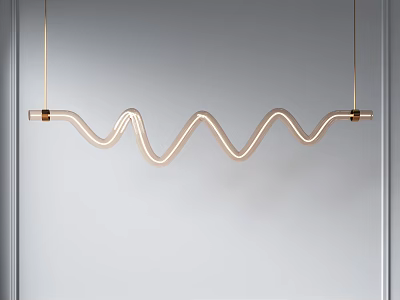 Modern Wave Shaped Chandelier With Golden Metal Frame And LED Light For Living Room Interior 3d model
