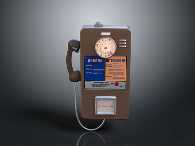 Vintage Public Telephone With Rotary Dial Handset And Urbania International Labels 3d model