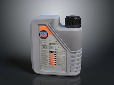 Gray Plastic Household Liquid Container With Black Cap And Orange Label Design 3d model