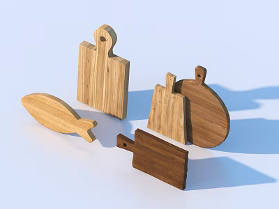 Natural Wooden Kitchen Cutting Boards With Various Shapes And Designs 3d model