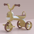 Cute Yellow And Brown Children's Tricycle With Simple Design Stable Wheels For Toddlers