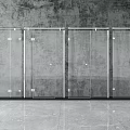Modern Interior Glass Sliding Doors With Metal Handles On Gray Textured Wall And Smooth Tiles