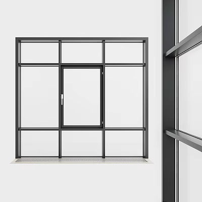 Modern Black Frame Casement Window With Multiple Glass Panes For Residential Building 3d model