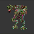 Battle Ready Green Mechanical Robot With Weapon Arm And Intricate Metallic Design
