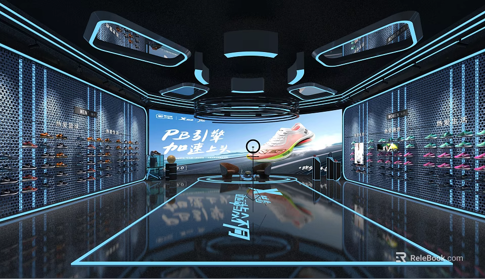 Modern Public Office Space with Open Workstations Collaborative Areas and Stylish Lighting Design 3d model 