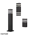 Black Outdoor Pillar Lights with White Stripes Modern Design for Garden Use