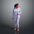 Professional Businesswoman Wearing Gray Suit Standing With Formal Attire Style
