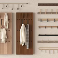 Stylish Wall Mounted Coat Hooks With Wooden Panels Various Colors And Hanging Clothes