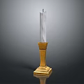 White Candle With Gold Pedestal Stand For Elegant Decorative